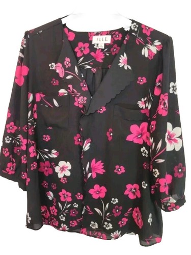 Elle black floral print neck - elle,
